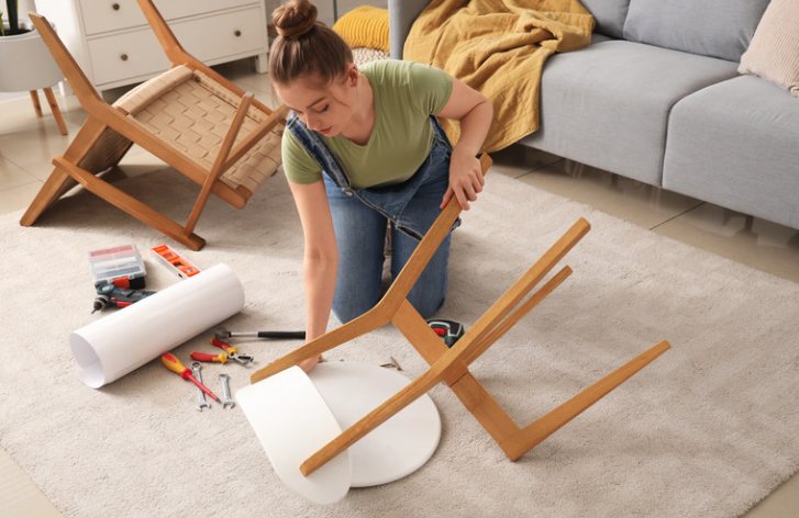 Woman working on a home furniture project