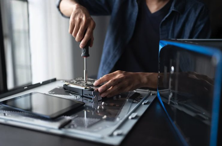 Laptop being repaired